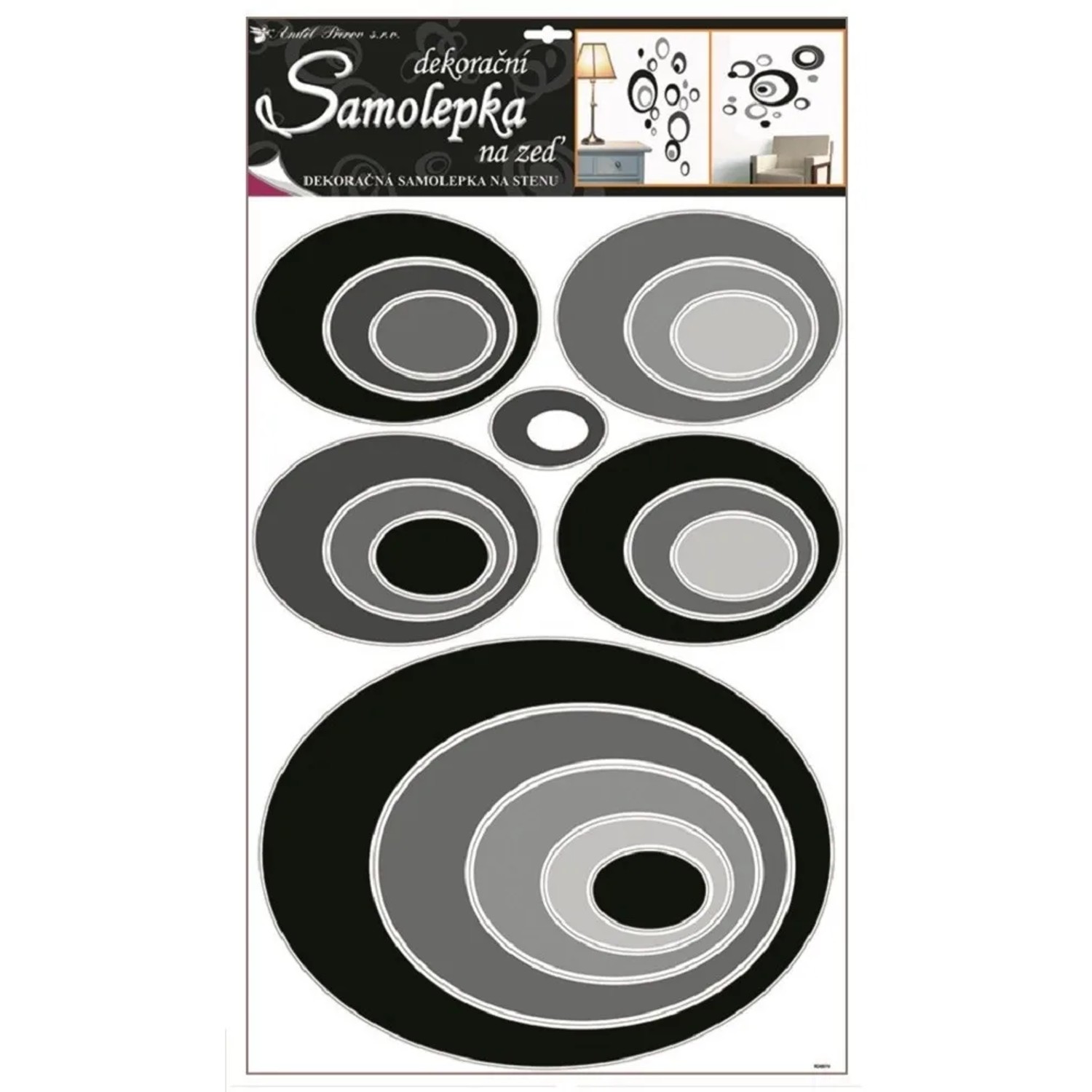 Anděl Přerov Samolepky na zeď elipsy černé, 70 x 42 cm