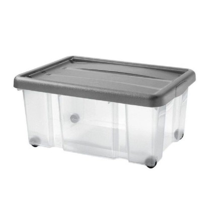 Tontarelli Úložný box s víkem PUZZLE transparentní/grafit 43 l