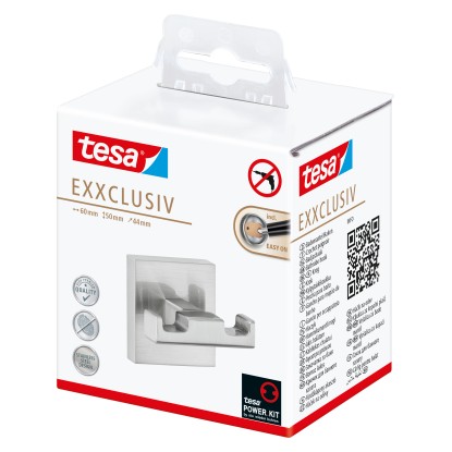 tesa Dvojitý háček Exxclusiv nerezový vzhled