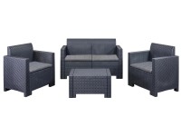 Sestava zahradního nábytku New Star, polyratan, antracitová/šedá, 4-dílná