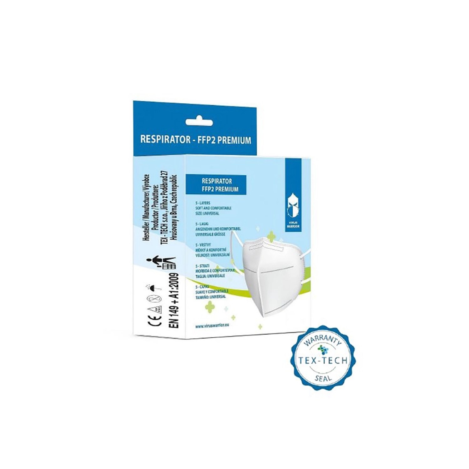 TEX-TECH Respirátor FFP2 PREMIUM 5 vrstev (10 ks v balení)