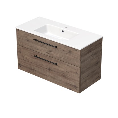 INTEDOOR Koupel.skříň+umyvadlo BEE, úchyt černý, 2 zás., š.101cm, dub Wellington