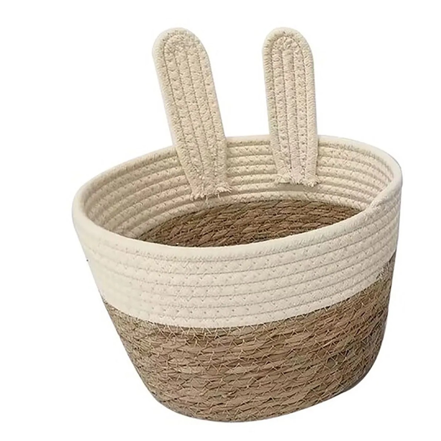 Boltze Dekorativní koš z bavlny a rákosu s ušima Roberta XS, pr. 16 x 21 cm