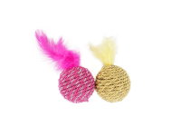 Olala Pets Míček s barevným peřím 4 cm, 2 ks