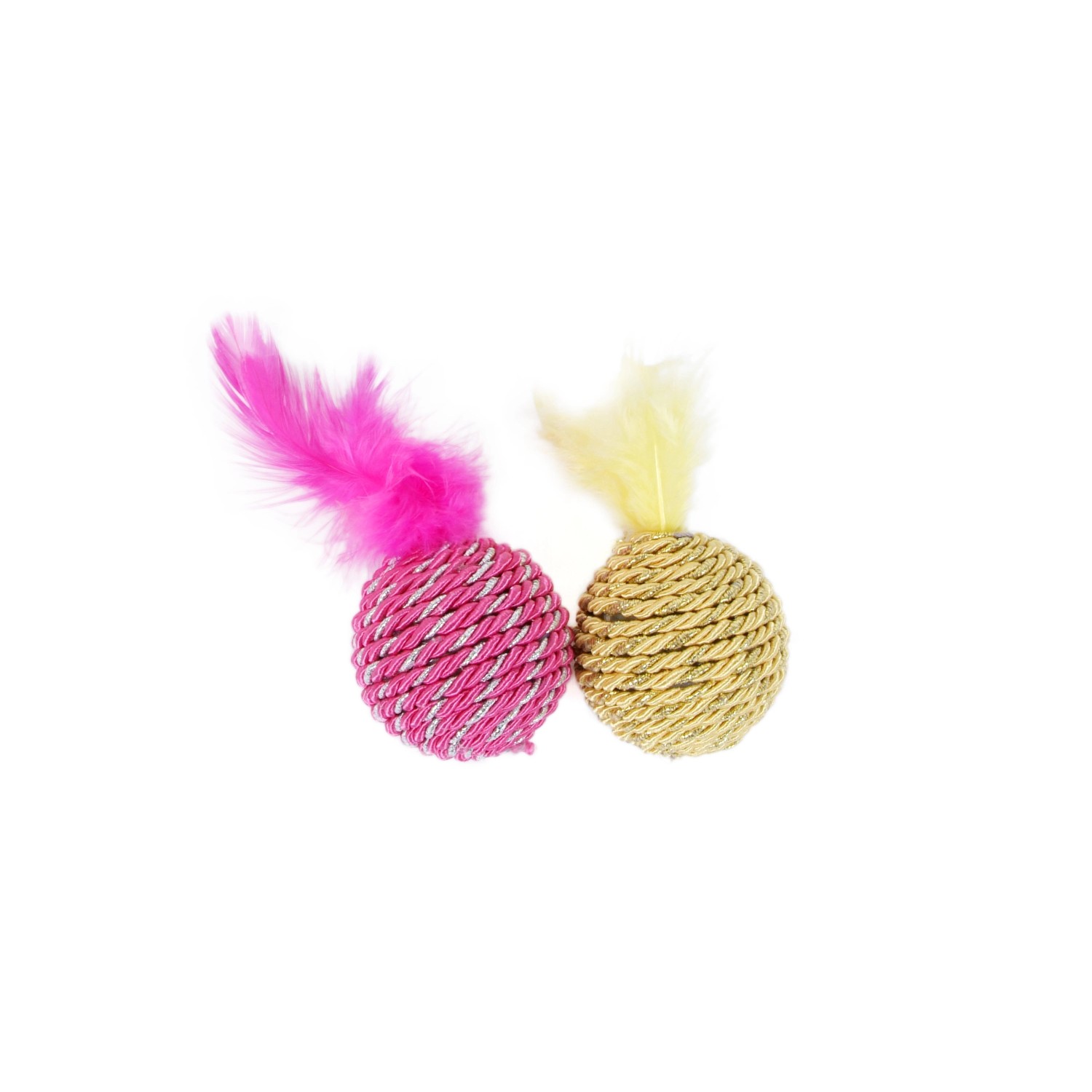 Olala Pets Míček s barevným peřím 4 cm, 2 ks