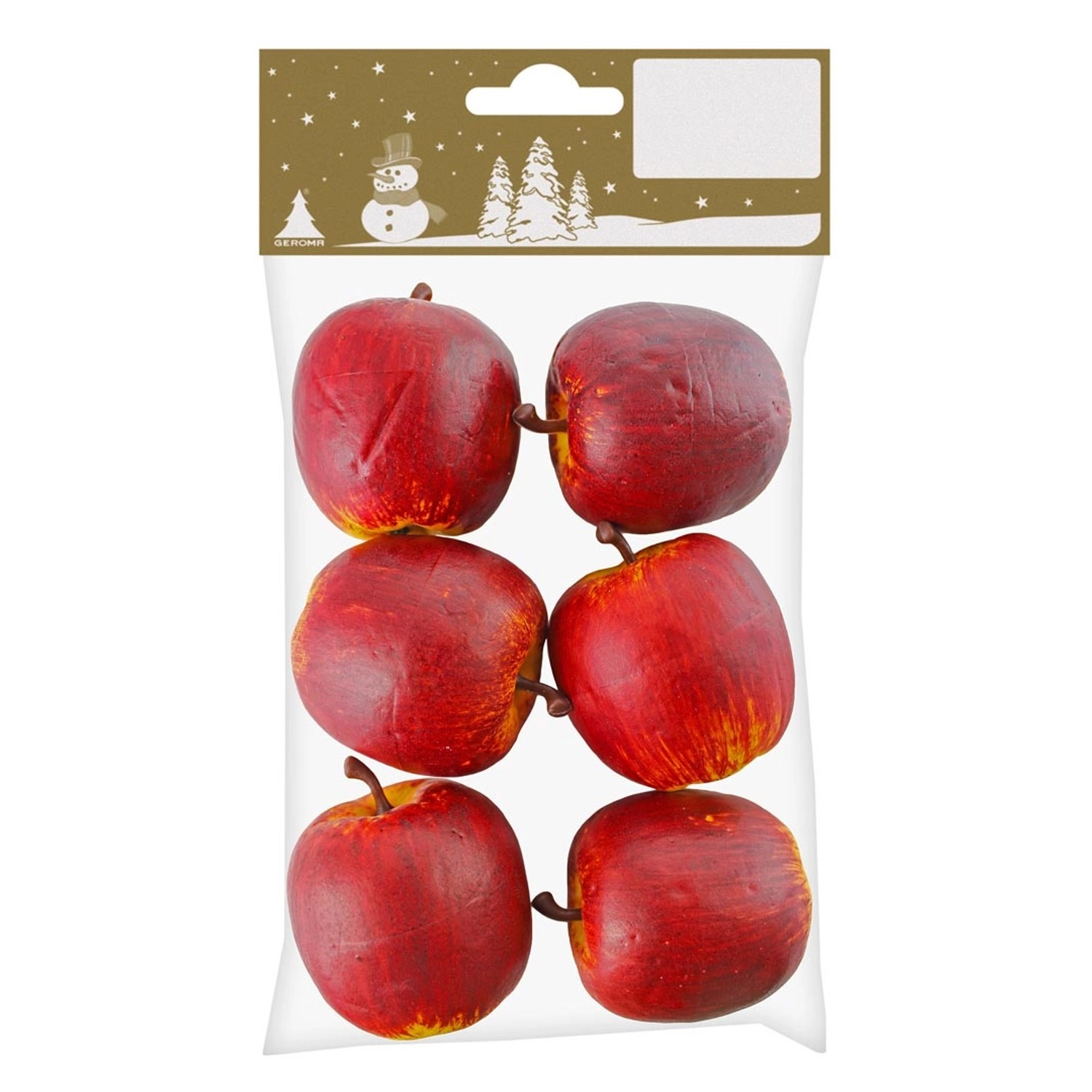 Dekorativní jablka z plastu, červená/žlutá, pr. 4,5 cm, 6 ks