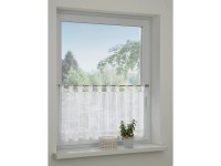 Sehlbach Vitrážová záclona s poutky, háčkovaná krajka, bílá, 140 x 48 cm