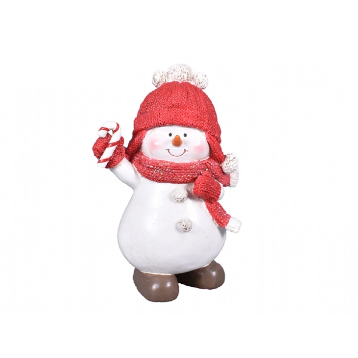 Sněhulák s šálou a čepicí polyresinový 14 x 10 x 21 cm