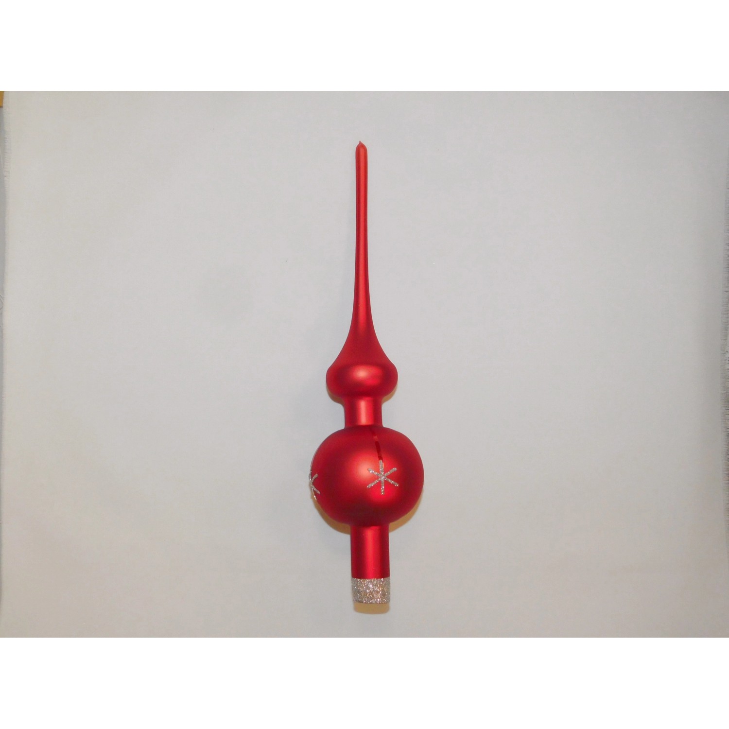 ONREX Vánoční ozdoba skleněná špice červená hvězdy 28 cm