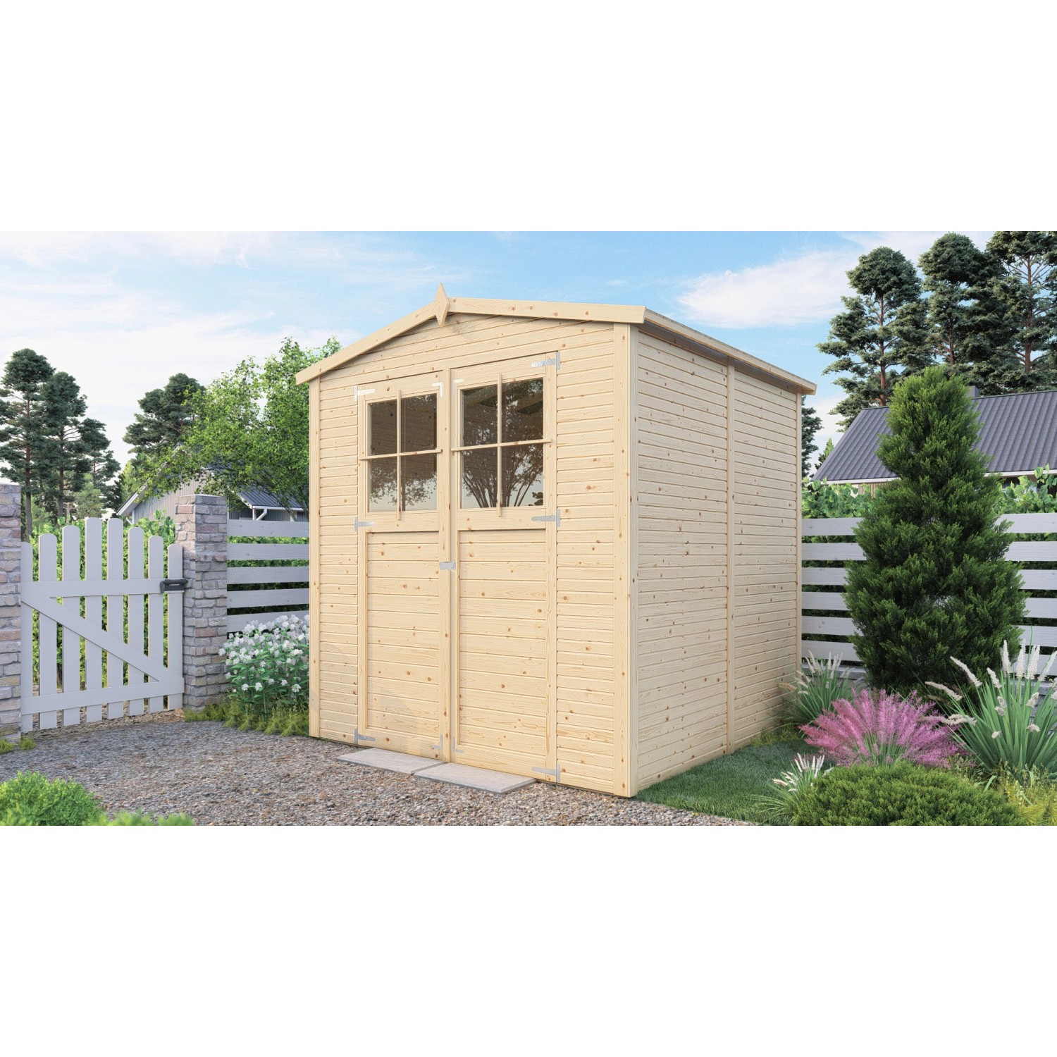 Bertilo Zahradní domek na nářadí Plexi Apex 3, přírodní, 202 x 207 cm