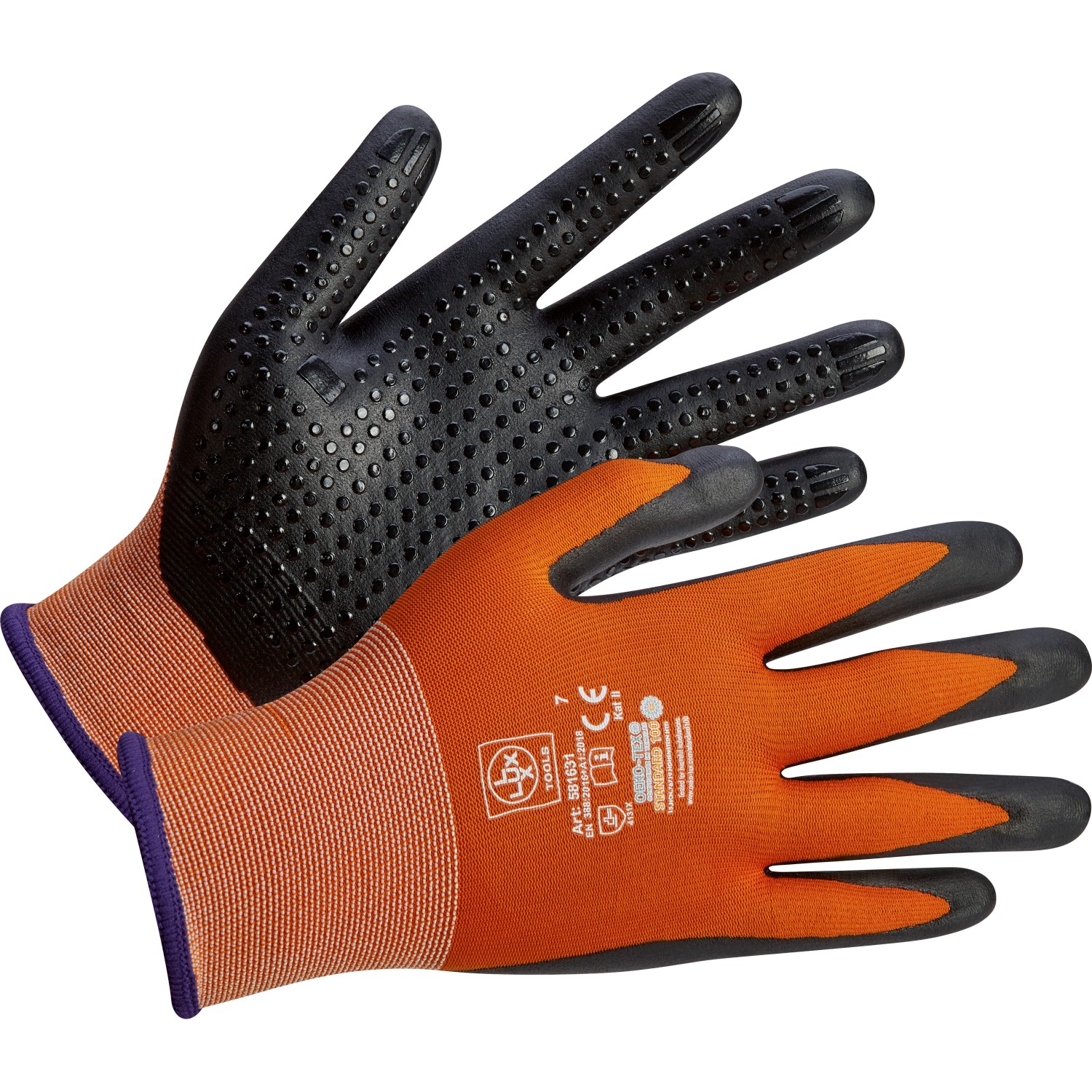 LUX-TOOLS Pracovní rukavice černo-oranžové vel. 8