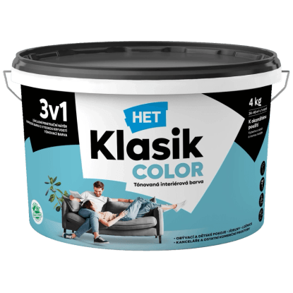 HET Klasik COLOR Tónovaná interiérová barva KC 0477 modrý karibik, 4 kg