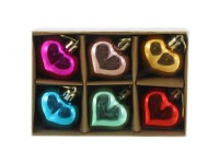 GEROMA Vánoční plastové ozdoby srdíčka 4 cm, 6 ks