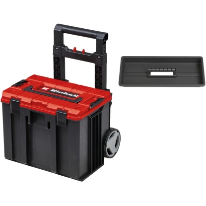 Einhell E-Case L kufřík na nářadí s kolečky a vyjímatelnou vložkou, červeno-černý.