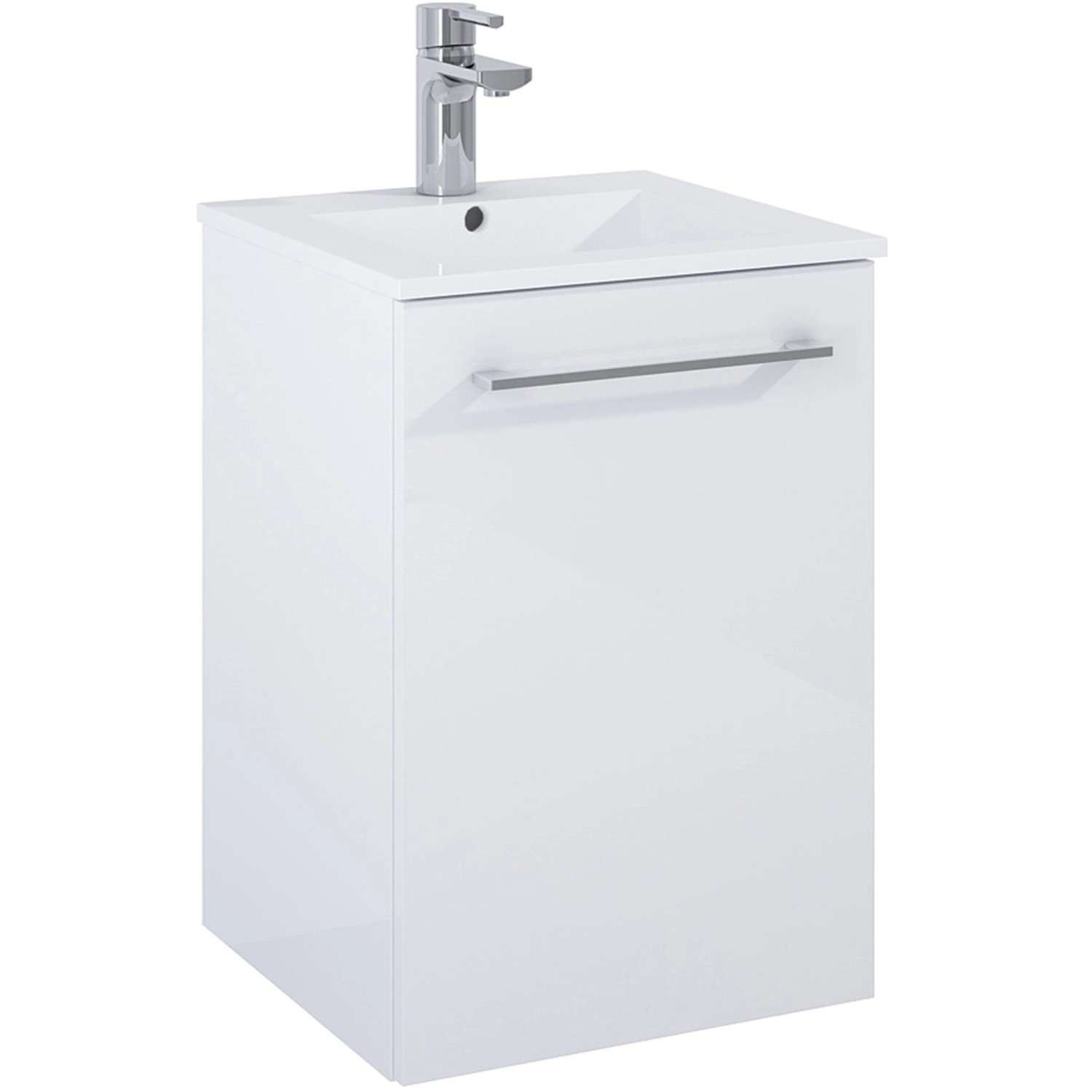 Maximus Skříňka pod umyvadlo Cheese, 1 dvířka, bílá + stříbrné úchytky, 40 cm