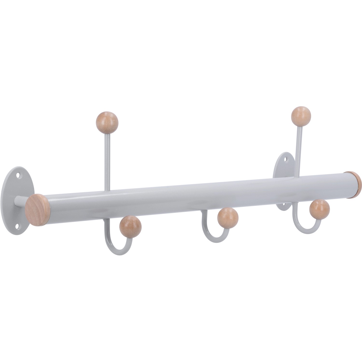 Háčková lišta kovová stříbrošedá / javor vzdálenost otvorů 348 mm