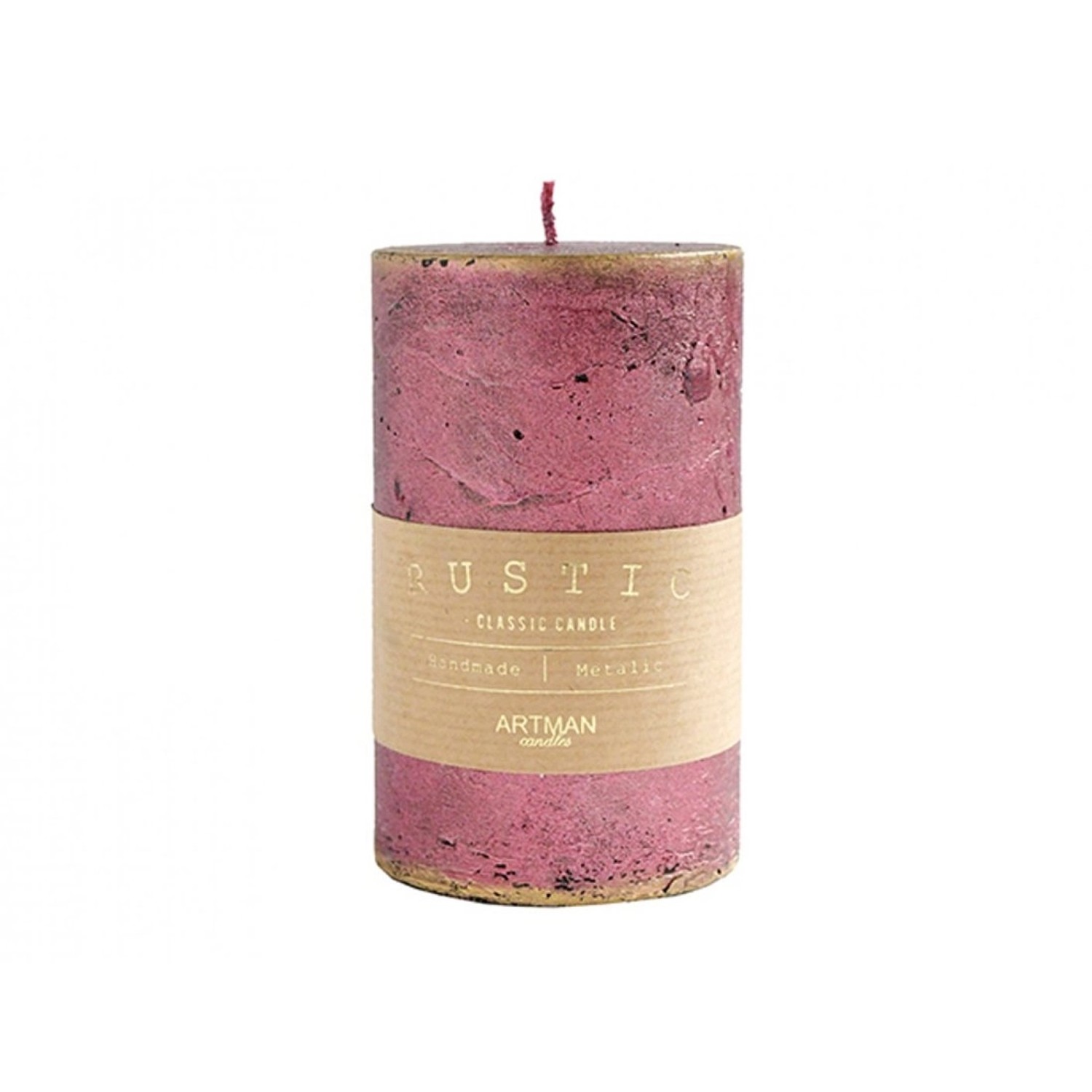 Svíčka válec patina rustikální, bordó, pr. 7 x 9 cm