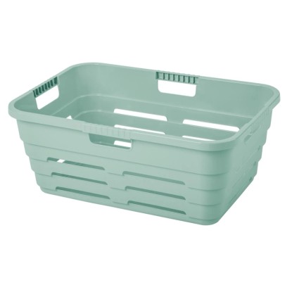 Tontarelli Koš na čisté prádlo MAYA s otvory zelená, 55 x 38 x 22 cm, 32 l