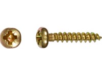 Uni vrut s půlkulatou hlavou PZ2 plný závit žlutě pozinkovaný 3,5 x 20 mm, 40 ks