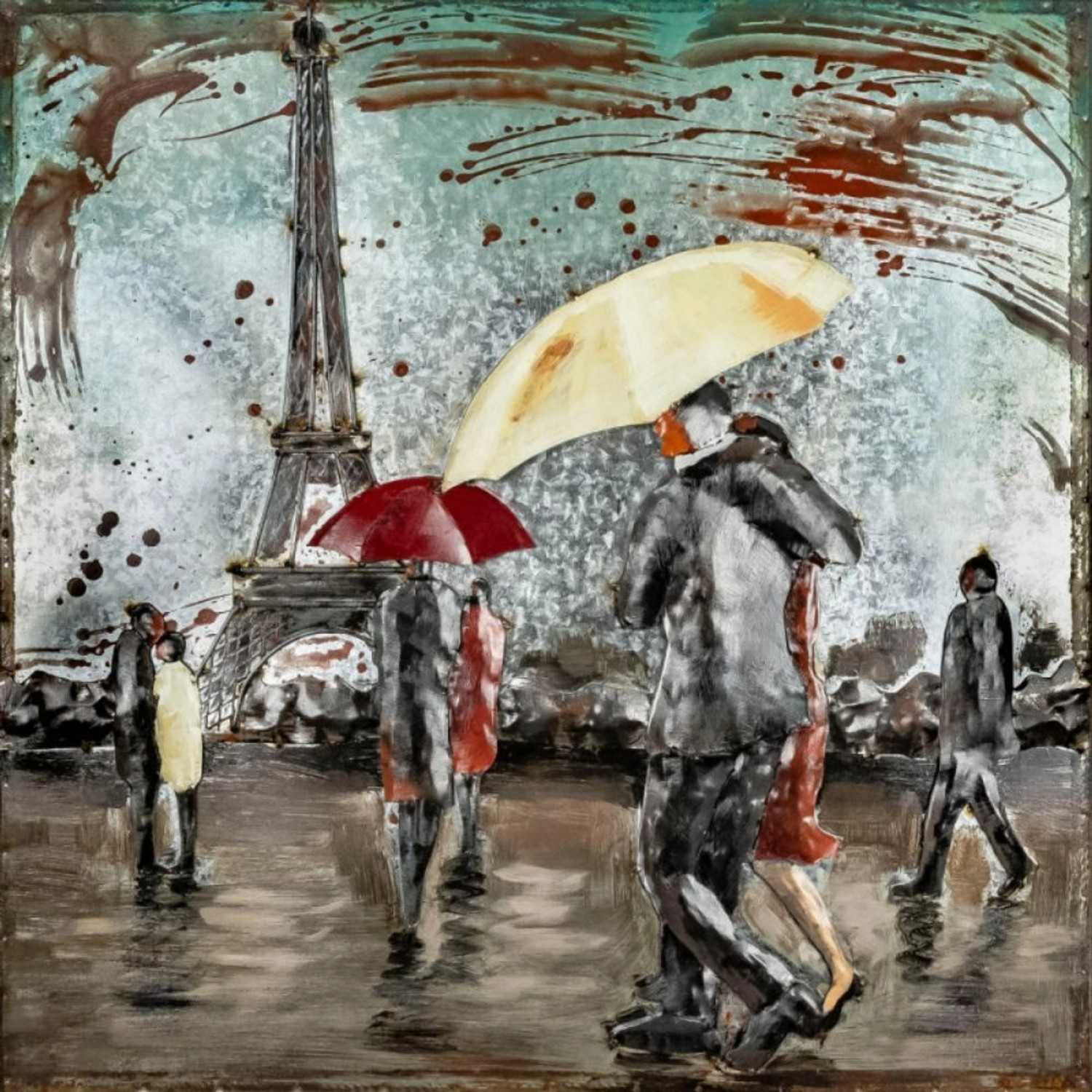 FALC Kovový obraz 3D Paříž, 80 x 80 cm