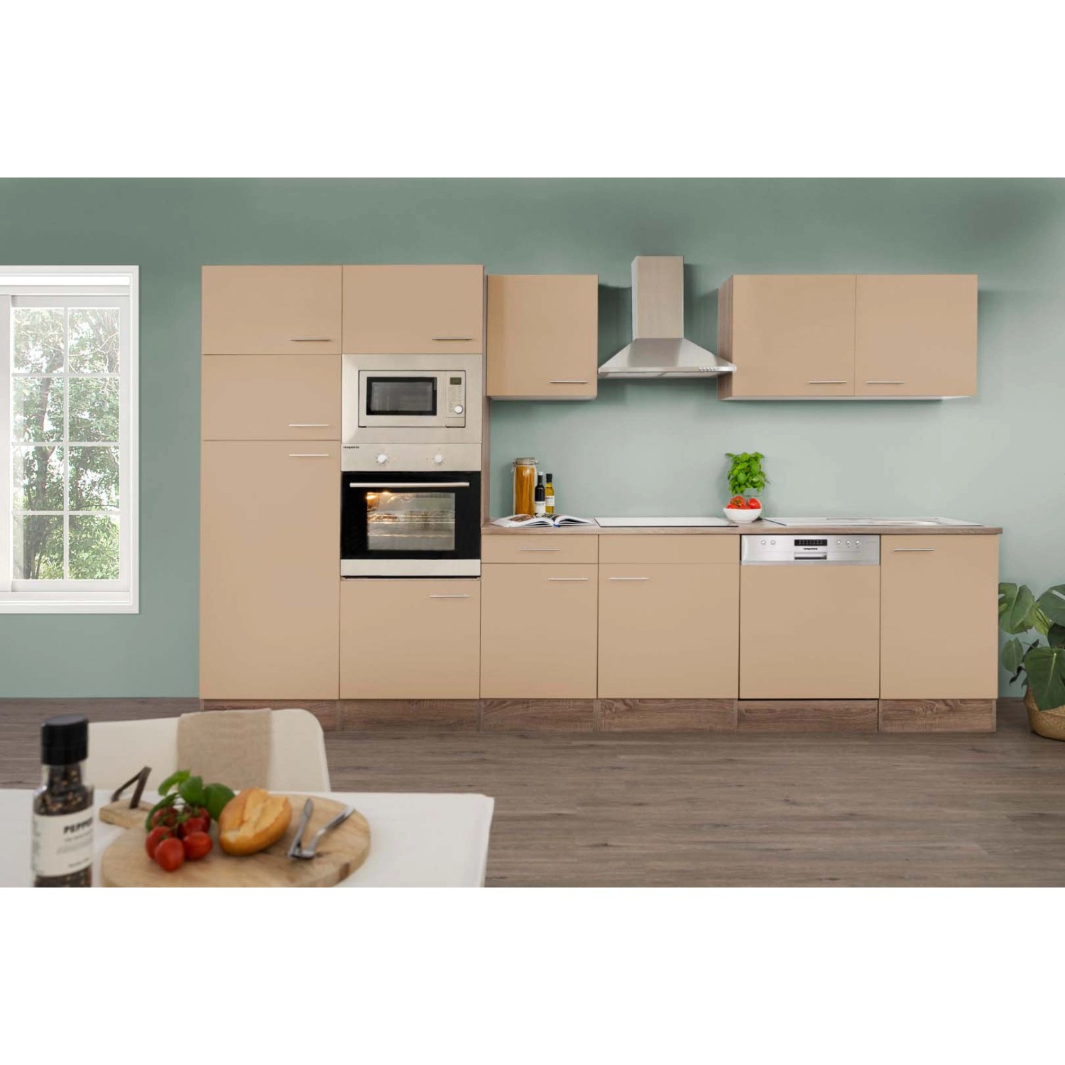 Respekta Kuchyně Oliver cappuccino/dub 340 cm - Bez el. přístrojů