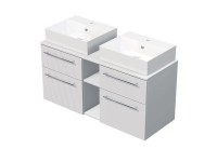 INTEDOOR Skříň+2umyvadla BEE, úchyt chrom, š.120cm, regál střed, bílá 3D pruhy