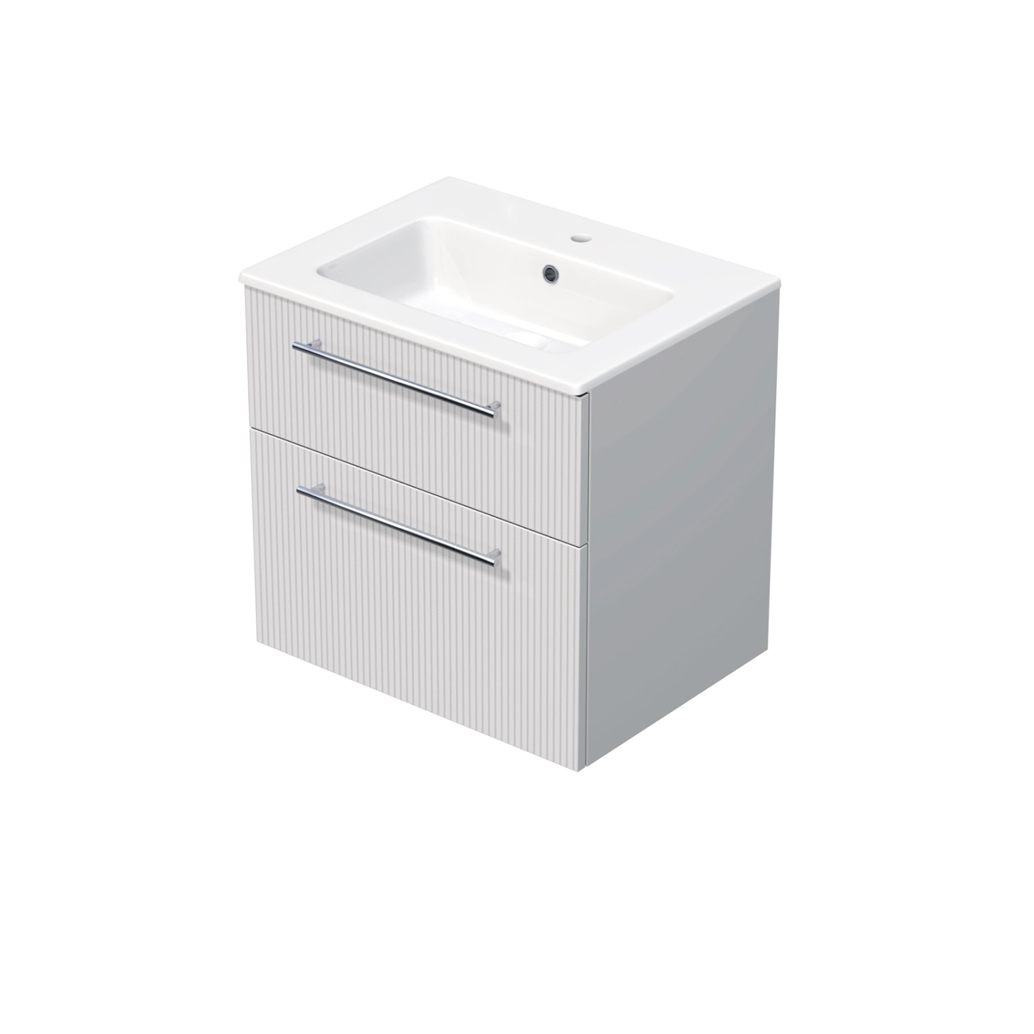 INTEDOOR Koupel.skříň+umyvadlo BEE, úchyt chrom, 2 zás., š. 61 cm, bílá 3D pruhy