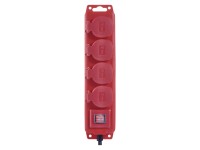 EMOS Prodlužovací kabel červený/černý, 4 zásuvky s víkem, max. 16 A/3680 W, 3 m
