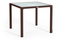 Lechuza Zahradní jídelní stůl se skleněnou deskou, mokka, 90 x 90 cm