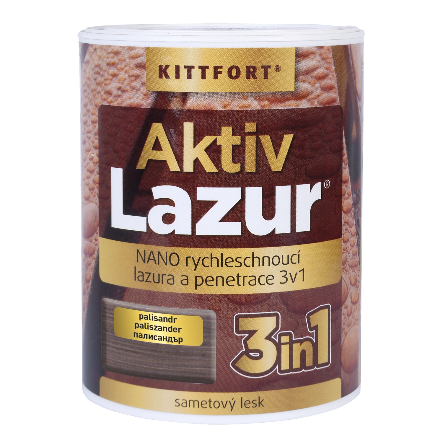 Kittfort Nano lazura na dřevo Aktivlazur palisandr, 750 ml