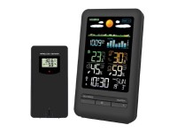 SOLIGHT Meteostanice TE87, LCD displej, teplota/vlhkost, tlak, RCC, černá