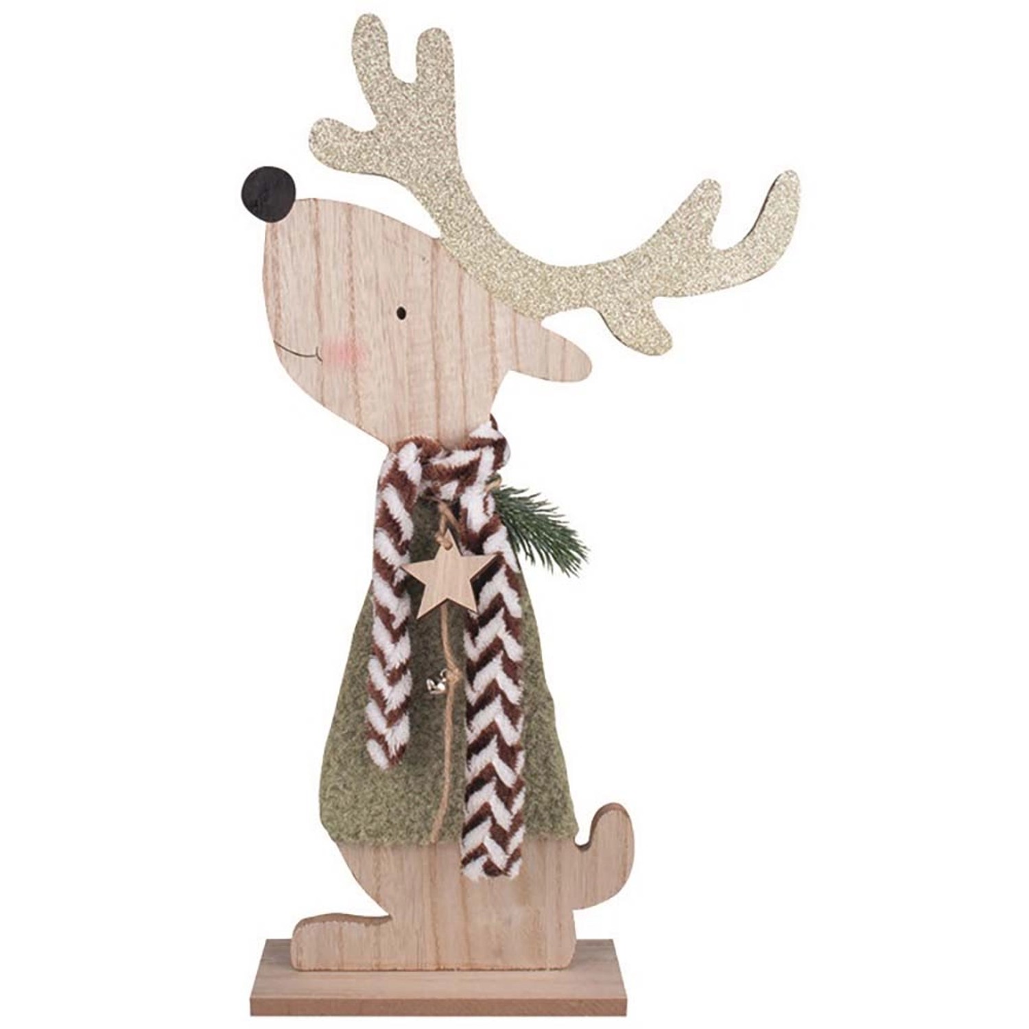 Sob v zeleném kožíšku dřevěný na postavení 25 x 44,5 x 6 cm Anděl Přerov s.r.o.