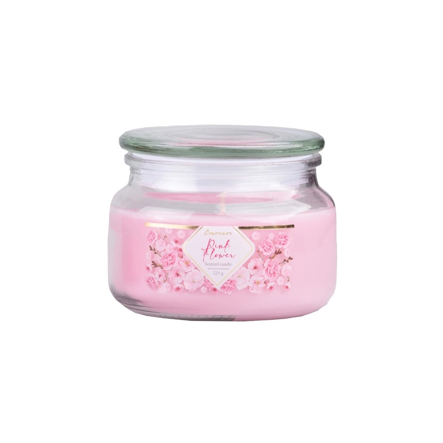 Emocio Vonná svíčka ve skle s víčkem Pink Flower 100 x 79 mm, 225 g
