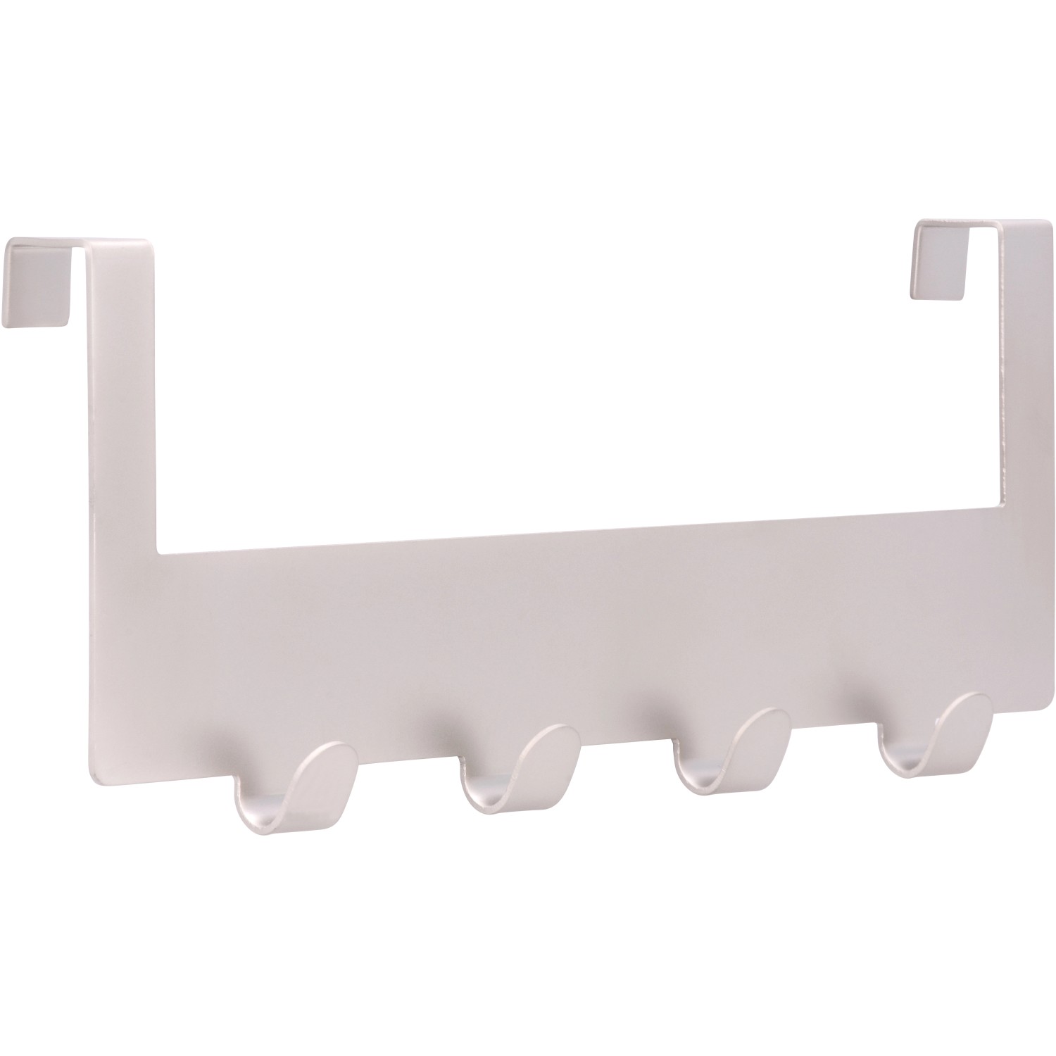 Háčková lišta na dveře kovová, matná poniklovaná, 10 cm x 25,5 cm x 1,6 cm