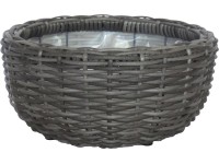 Miska na rostliny, polyratan, šedá, pr. 35 x 17 cm