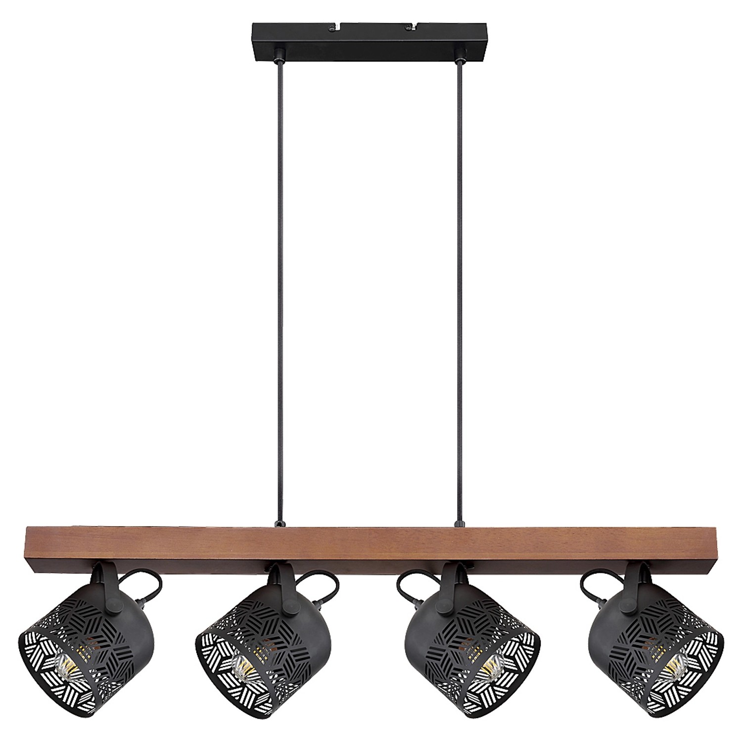 Rabalux Závěsné 4bodové svítidlo Rotem, ořech/matná černá, 11 x 75 x 120 cm