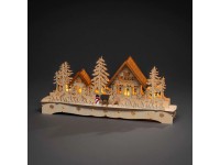 Konstsmide LED dřevěná vesnice se sněhulákem a sobem 9 LED teplá bílá, 43 cm