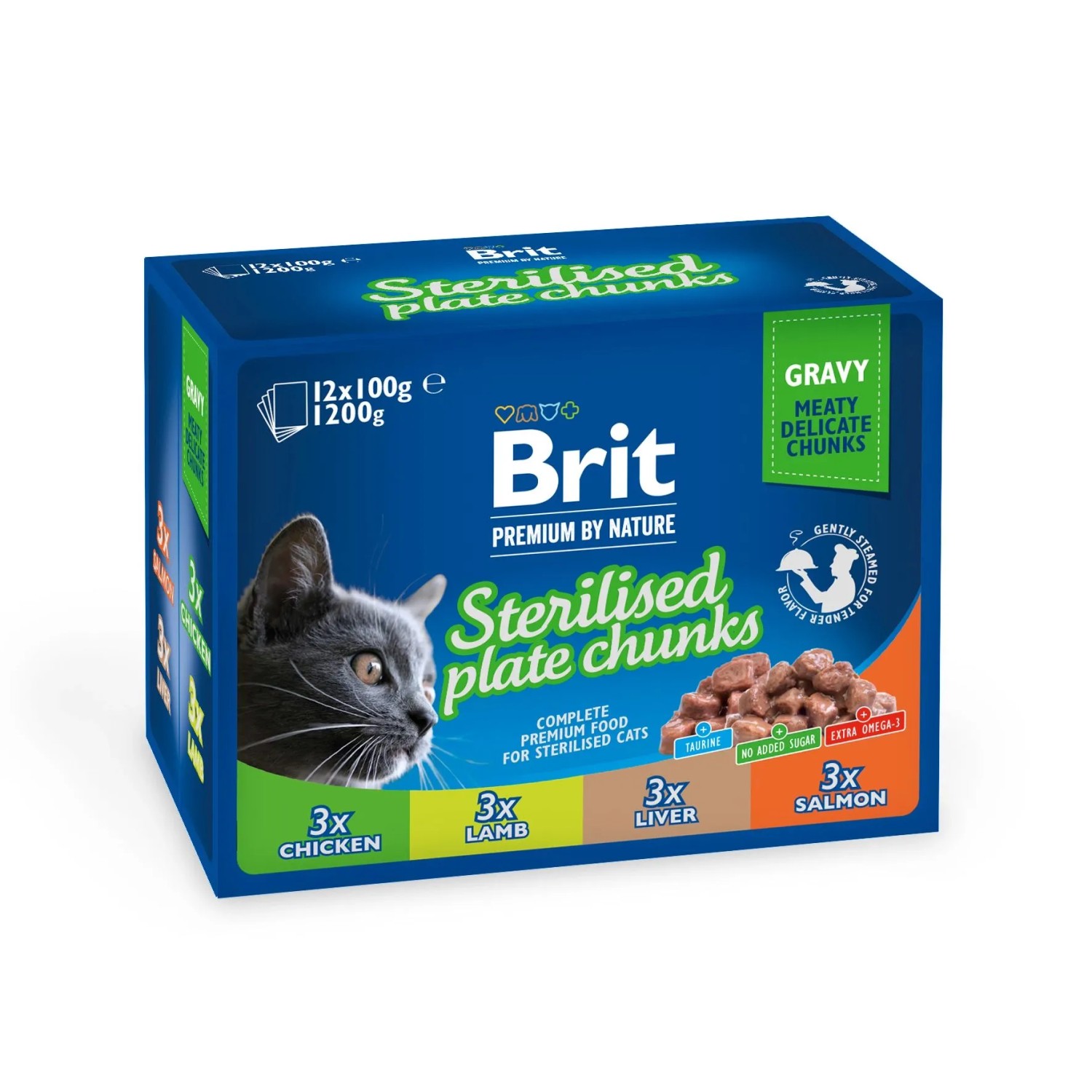 Brit Premium by Nature Sterilized Plate Chunks in Gravy - 12x100g