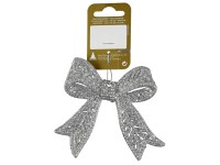 GEROMA Vánoční ozdoba mašle plastová stříbrná 11 x 9,8 cm