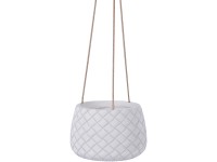 Závěsný květináč vypouklý k zavěšení, bílý, Fibre-Clay, pr. 15,5 cm