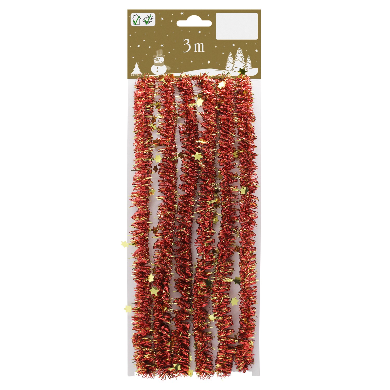 Vlnitá girlanda s hvězdami červená 3 m