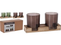 Koopman Sada 2 skleněných svícnů s držákem, různé barvy, 19 x 7 x 9 cm Koopman Sada 2 skleněných svícnů s držákem, různé barvy, 19 x 7 x 9 cm