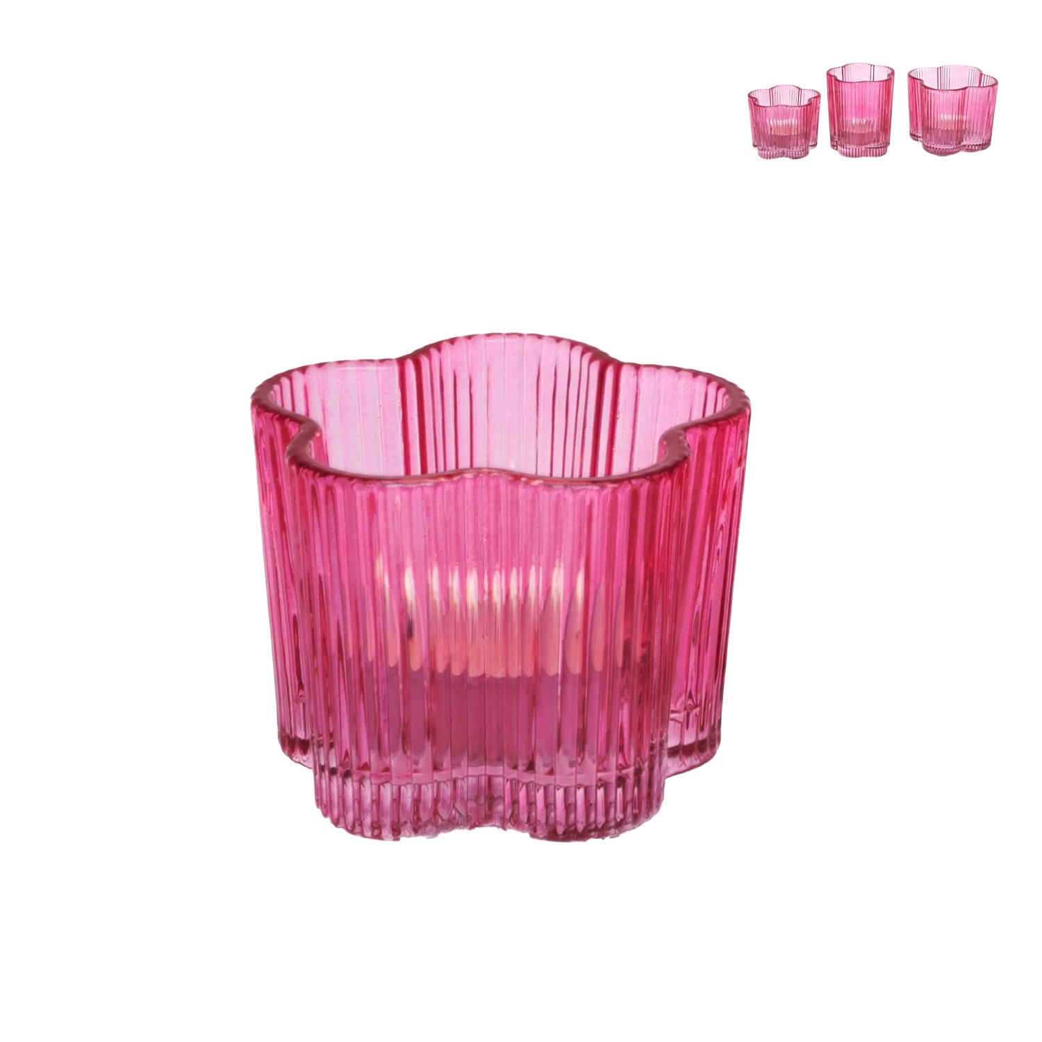 DRAGIMEX Svícen v podobě květiny růžový 7,5 x 6 cm, 1 ks