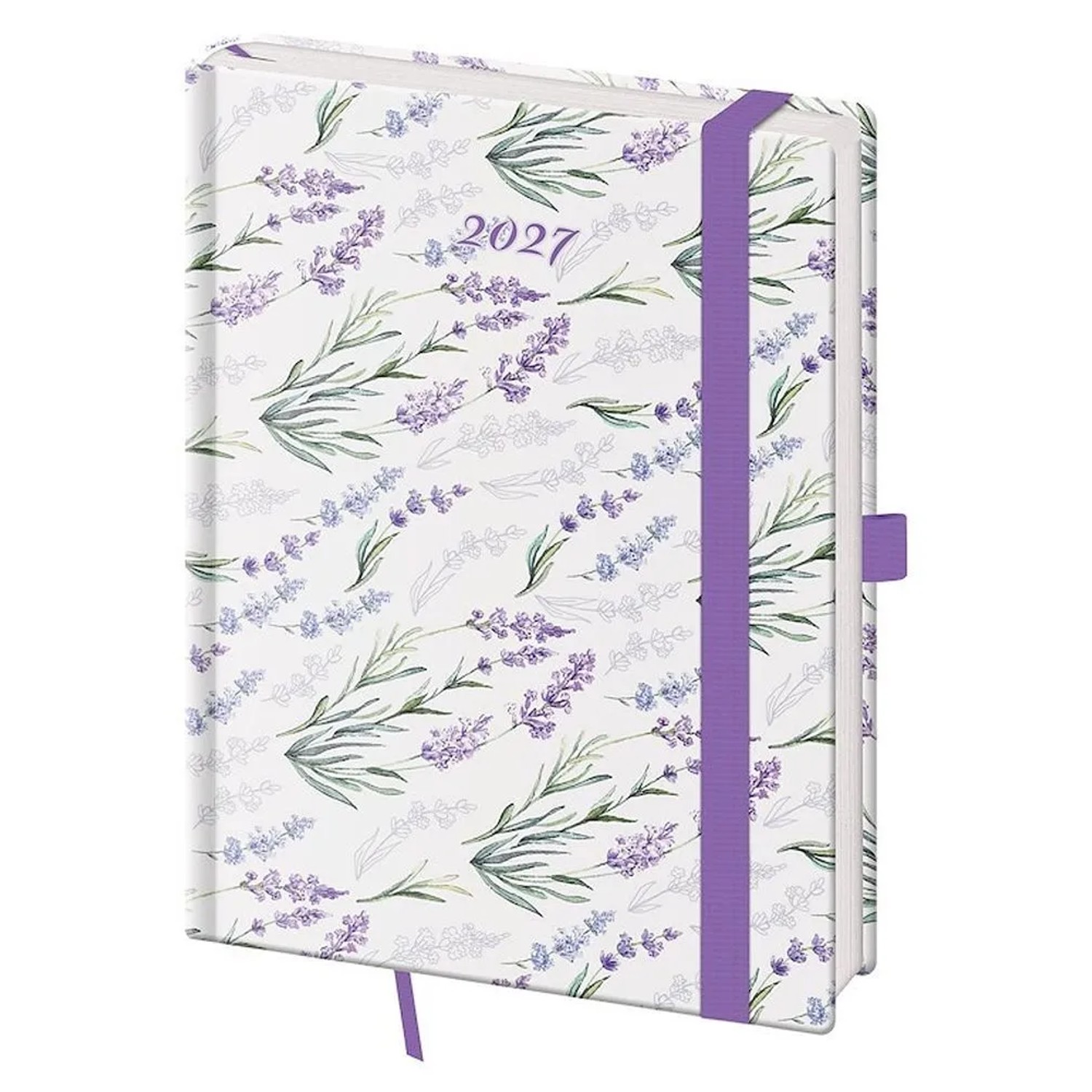 Týdenní diář 2027 Helma B6 Vario Lavender s gumičkou