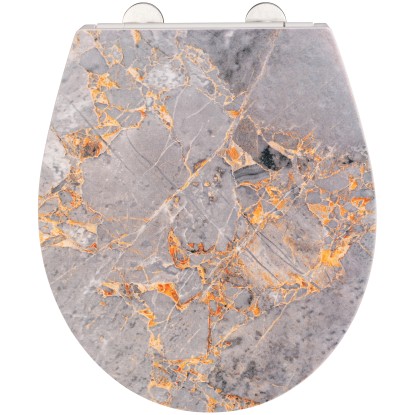 Wenko Prémiové WC sedátko Grey Marble s automatickým sklápěním, duroplast