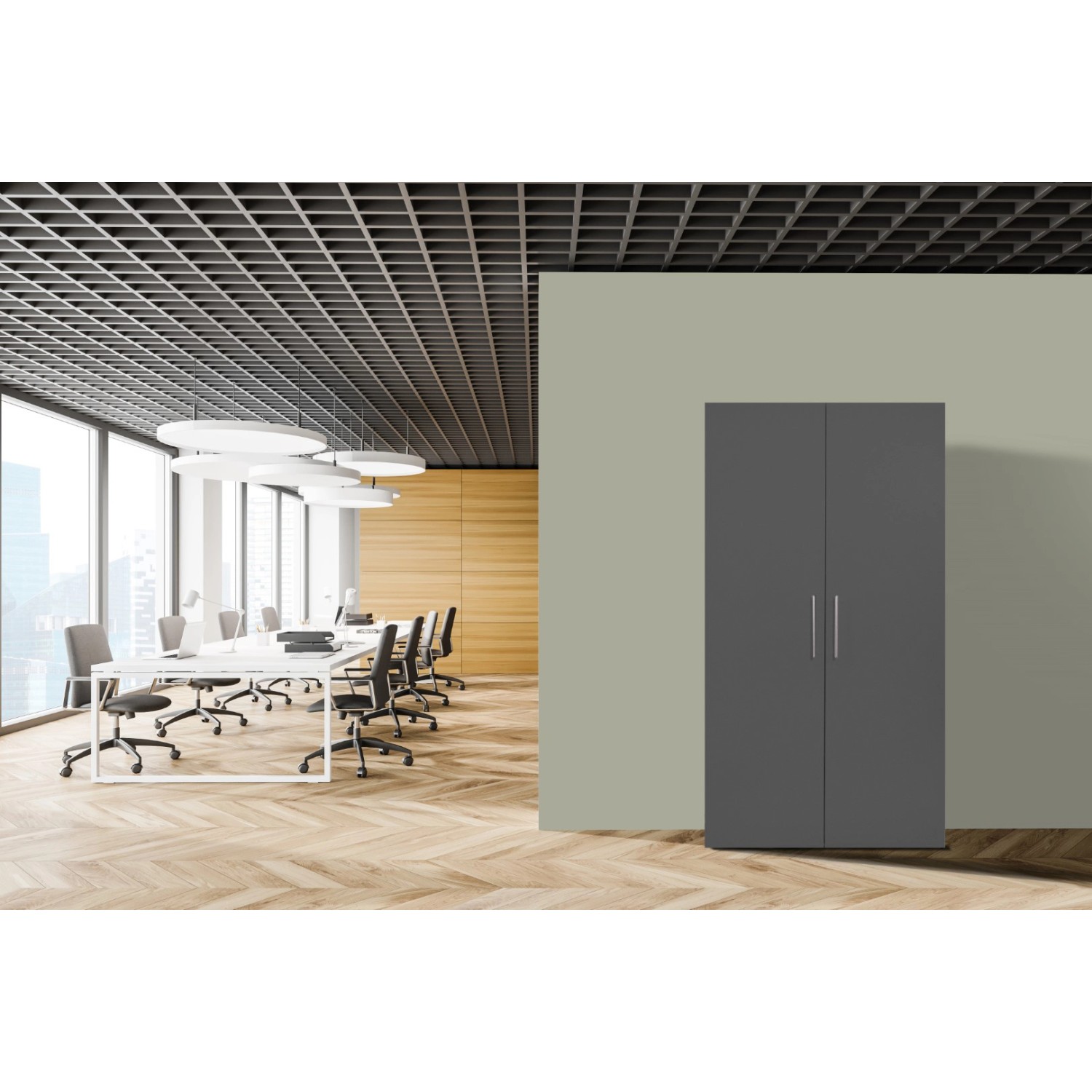 Respekta Skříňová kuchyně Peter šedá/bílá 193 x 104 x 67 cm-skl.d/lednice/mikr.