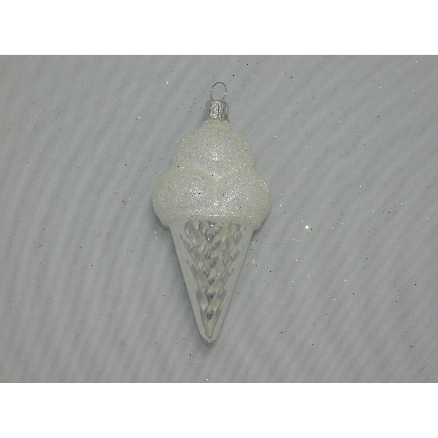 Ornex Skleněná vánoční ozdoba zmrzlina bílá 9 cm