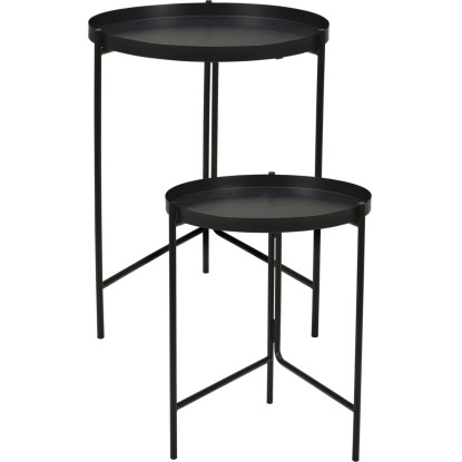 Koopman 2dílná sada odkládacích kovových stolků černá