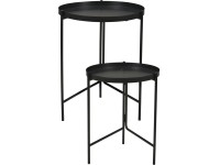 Koopman 2dílná sada odkládacích kovových stolků černá