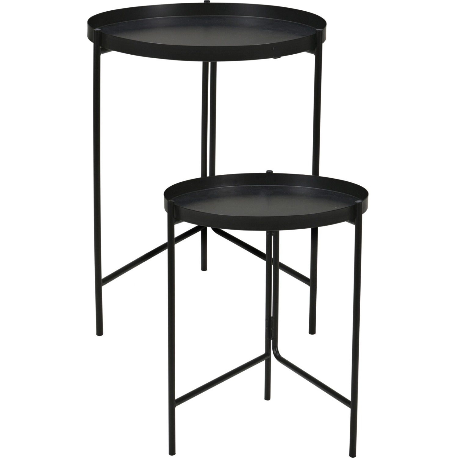 Home Styling Collection Sada dvou kovových odkládacích stolků, Ø 31 cm, Ø 36 cm černá